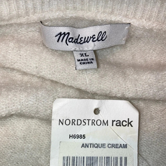 Madewell Cream Wrap Front Pullover Sweater XL NWT Ivory Surplice Winter Fall - Picture 4 of 8